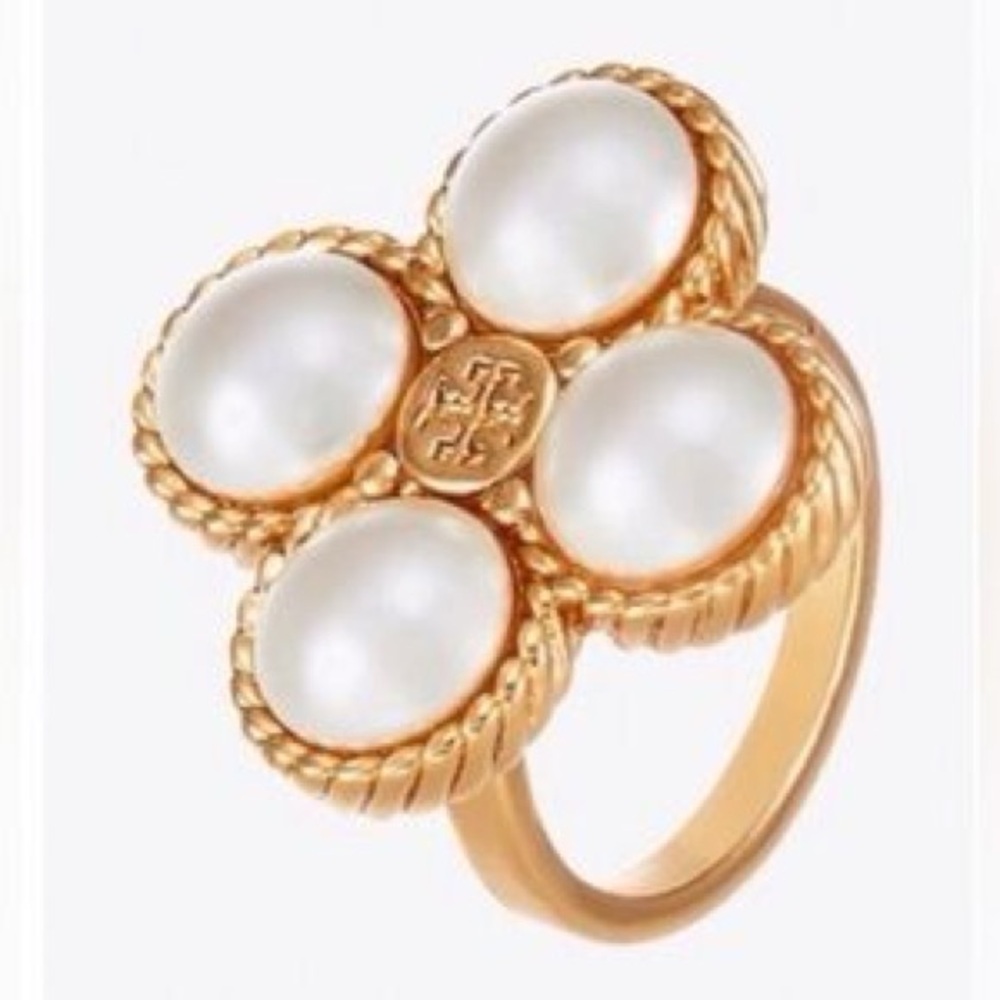 Tory Burch Gold and Pearl Ring NEW